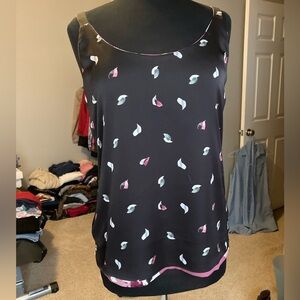 WHBM reversible Women's Black and Pink Patterned Top, 2 prints! Size small